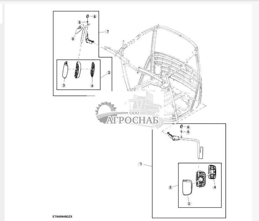 Наружное зеркало, головка с электрическим управлением с бордюрным зеркалом 